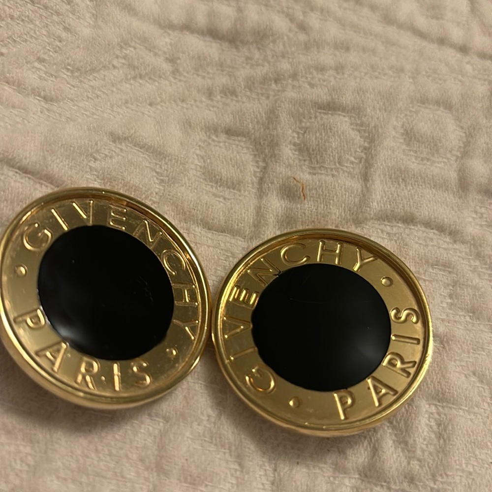 Givenchy earrings clip on gold/black vintage RARE